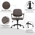 Vinsetto Home Office Chair, Microfiber Computer Desk Chair With Swivel Wheels, Adjustable Height, And Tilt Function, Light Brown Brown Polyester
