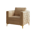 Accent Chair For Living Room Upholstered Arm Chair With Metal Legs Velvet Khaki Khaki Foam Fabric