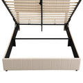 Queen Size Upholstered Platform Bed With A Hydraulic Storage System Beige Old Sku: Lp000211Aaa Beige Upholstered