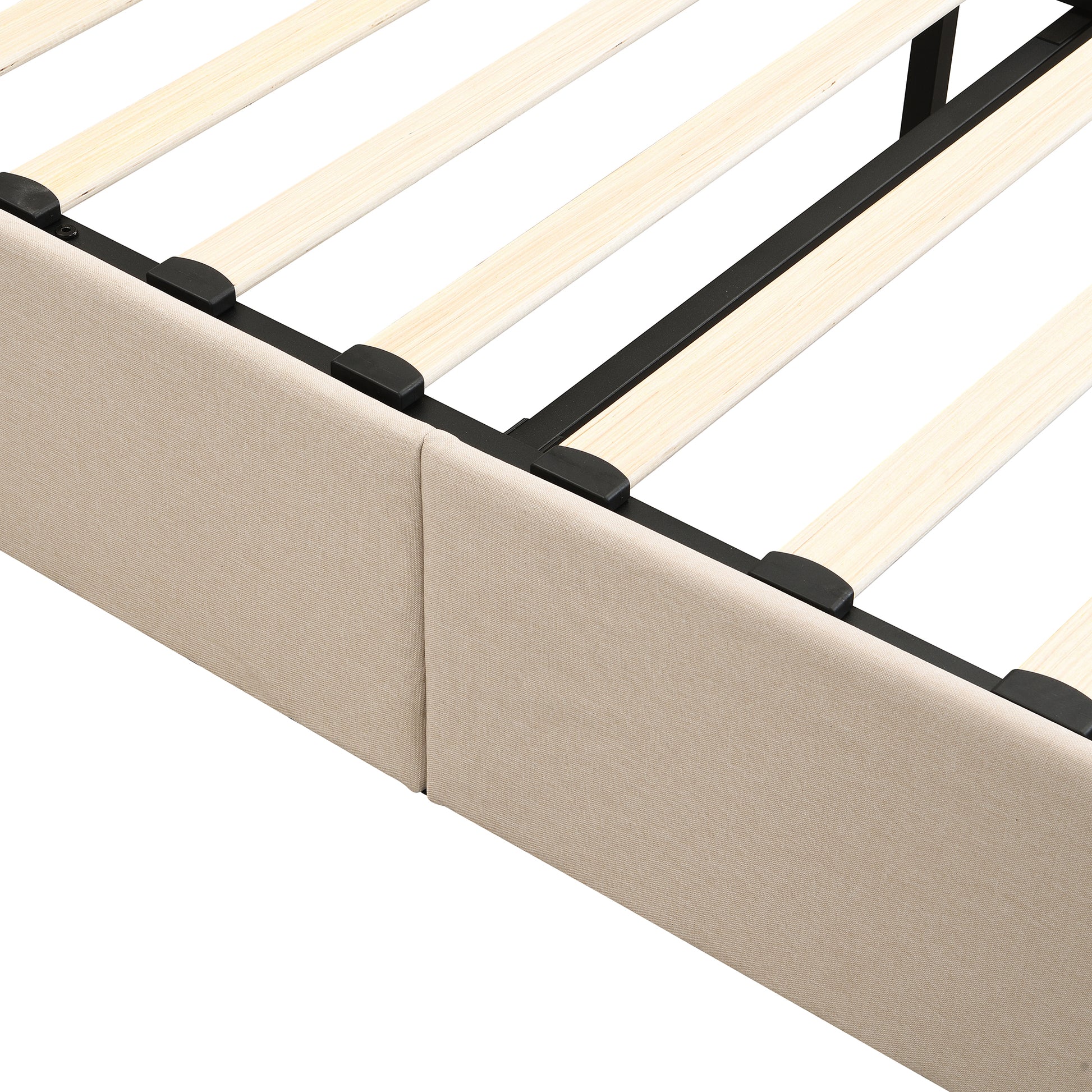 Queen Size Upholstered Platform Bed With A Hydraulic Storage System Beige Old Sku: Lp000211Aaa Beige Upholstered