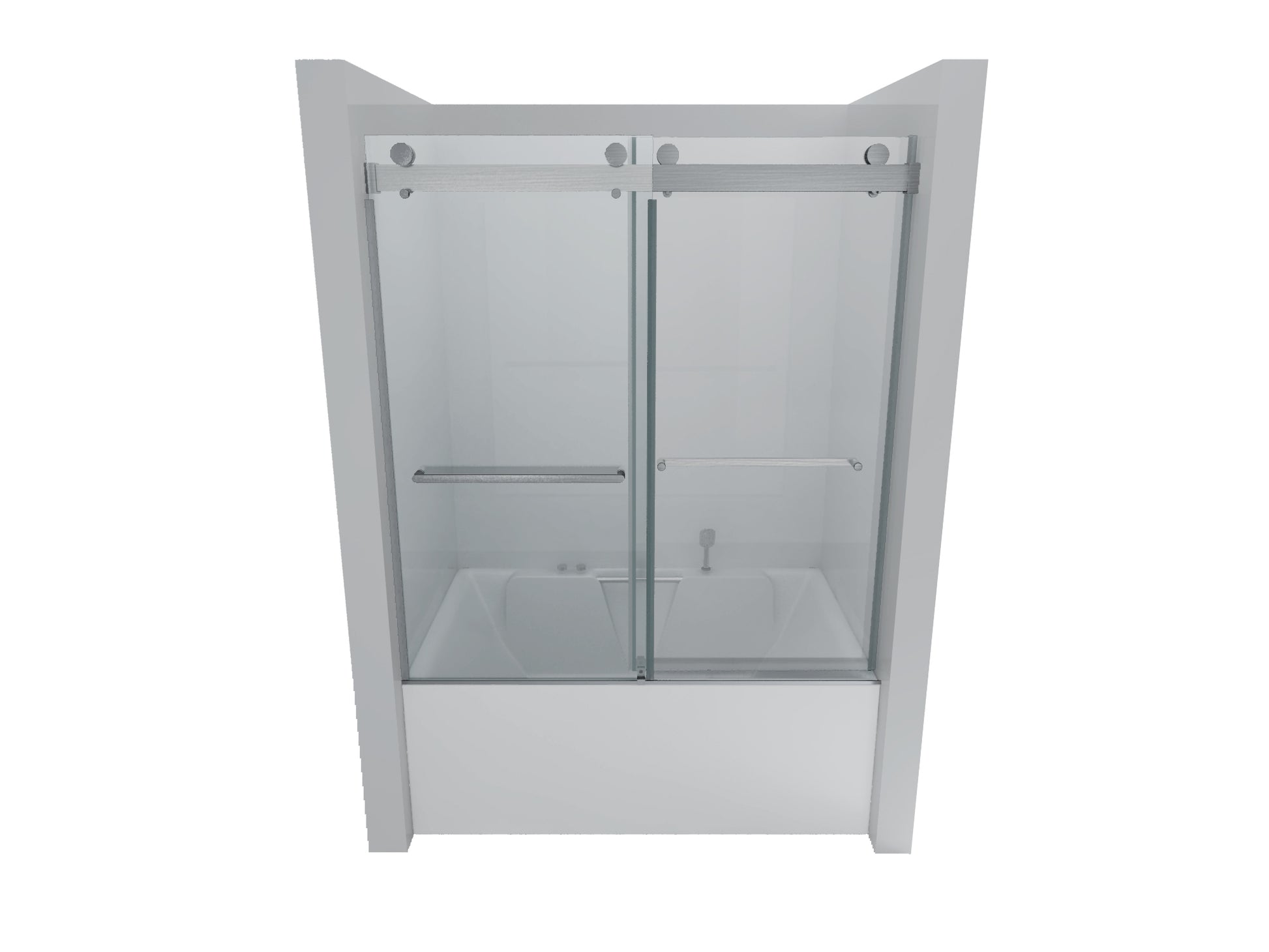 56 60In. W X 65'' H Frameless Double Sliding Tub Door, Bypass Tub Door Clear Glass Soft Closing, 23D02 T60Bn Brushed Nickel Brushed Nickel Stainless Steel