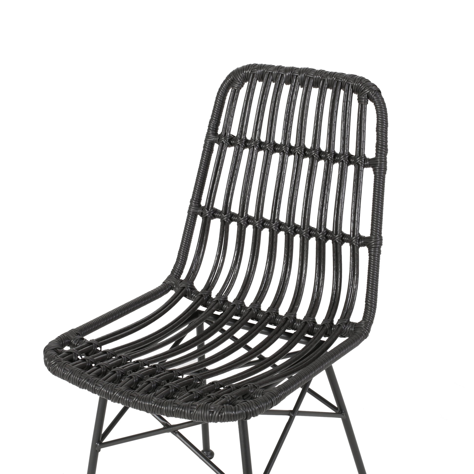 Sawtelle Chair Grey Rattan Metal