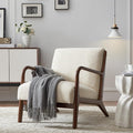 Accent Chair Living Room Chair Lambswool Accent Chair With Arms Chairs For Bedroom,Office,Apartment,Chairs Reading White Wood
