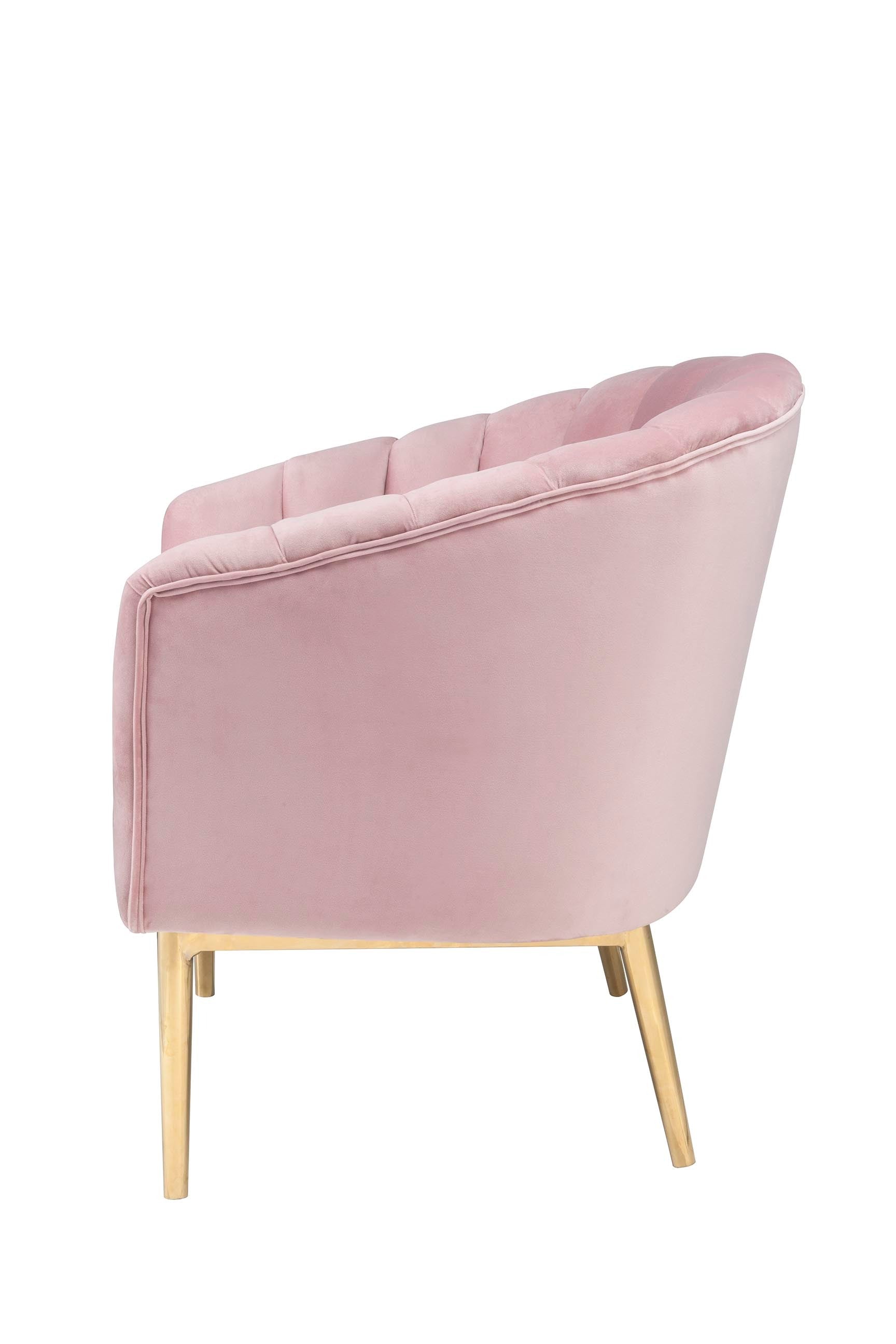 Blush Pink And Gold Tufted Accent Chair Pink Primary Living Space Wood Fabric