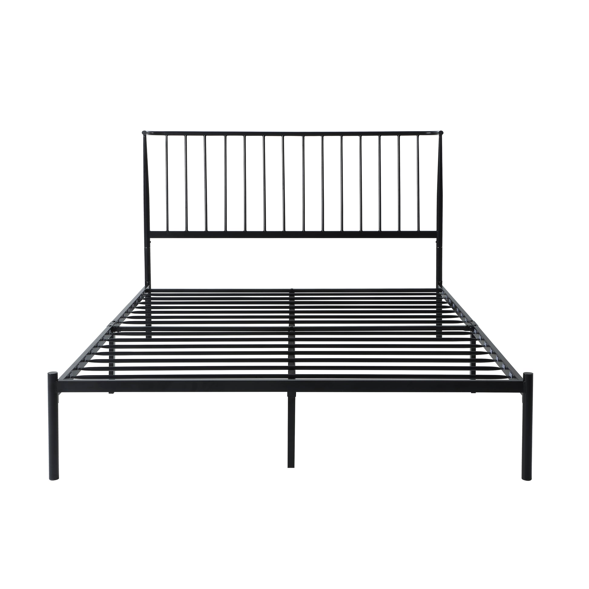 Metal Frame Queen Platform Bed Black Finish Angle Headboard Bedroom Furniture 1Pc Box Spring Not Required Queen Black Metal Bedroom Farmhouse,Mid Century Modern,Modern,Transitional Metal