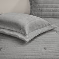 Faux Fur Comforter Set King Grey Polyester