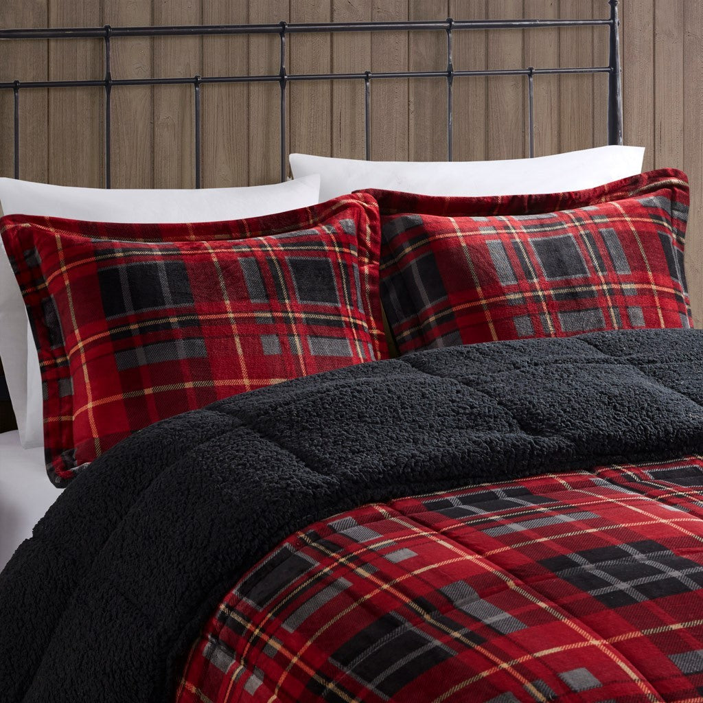 Plush To Sherpa Down Alternative Comforter Set King Multicolor Polyester