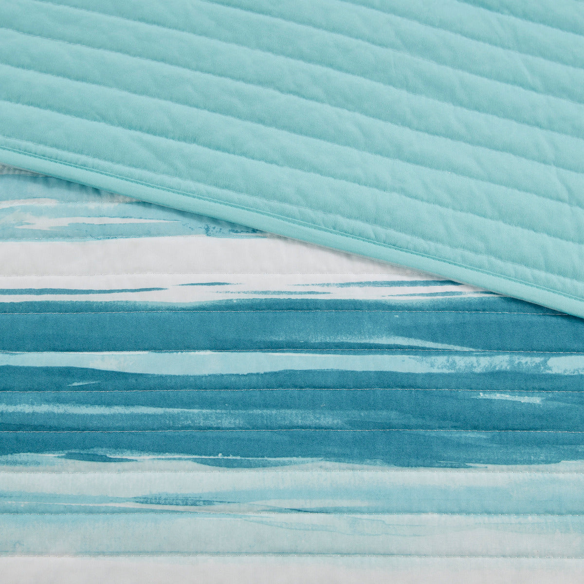 6 Piece Printed Quilt Set With Throw Pillows Aqua Full Queen Full Aqua Cotton