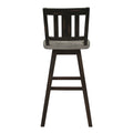 Pub Height Chairs Set Of 2, Distressed Gray And Black 360 Degree Swivel Chair Solid Rubberwood Furniture, Vertical Slat Back Bar Chairs Black Gray Dining Room Rustic Slat Back Solid Wood