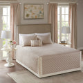 4 Piece Cotton Reversible Tailored Bedspread Set Khaki Queen Queen Khaki Cotton