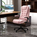 Homcom 6 Point Vibrating Massage Office Chair With Heat, Velvet High Back Executive Office Chair With Reclining Backrest, Padded Armrests And Remote, Pink Pink Polyester