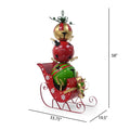 Iron Christmas Sleigh Decoration With Triple Stacked Bells Red Iron
