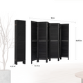 6 Panel Room Divider, Folding Room Divider Privacy Screen 5.6Ft Tall, Wood Freestanding Louvered Divider Screen For Home Office Restaurant Bedroom Black Black Classic Wood