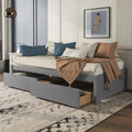 Twin Bed With 2 Drawers, Solid Wood, No Box Spring Needed ,Grey Old Sku:W50422208 Twin Grey Pine
