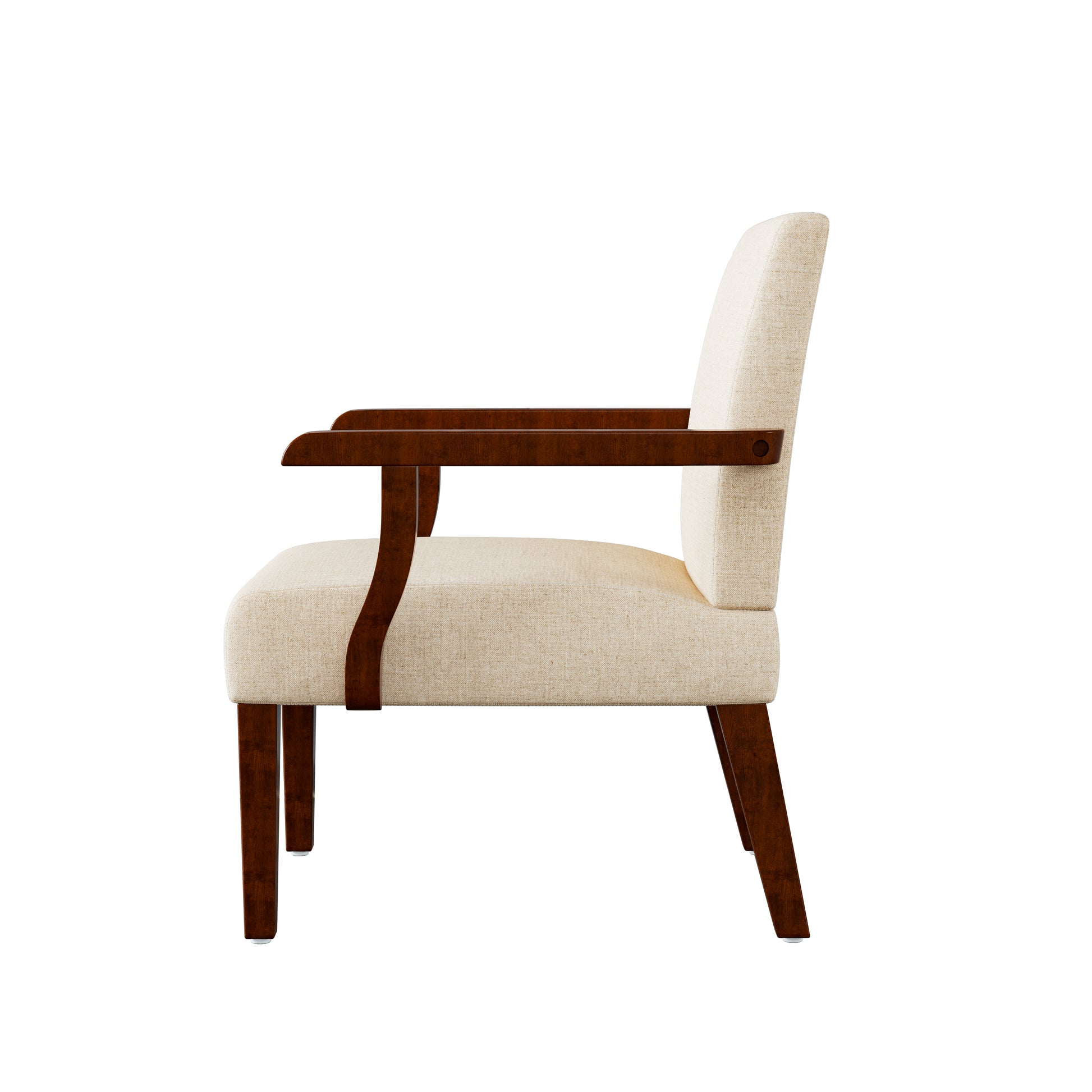 Fabric Accent Arm Chair Set Of 2 With Round Wood Table Beige Fabric