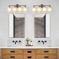 Modern 4 Light Vanity Wall Sconce, Brushed Nickel Finish With Frosted Glass Shades For Bathroom Or Hallway Lighting No Bulbs Brushed Nickel Glass,Iron