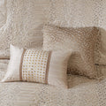 8 Piece Embroidered Comforter Set Natural Queen Queen Beige Polyester