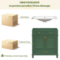 30'' Bathroom Vanity With Resin Sink, Solid Wood Frame Bathroom Storage Cabinet With Soft Closing Doors, Retro Style, Green Same As Sw000118Aaf Green Bathroom Modern Solid Wood Mdf Resin