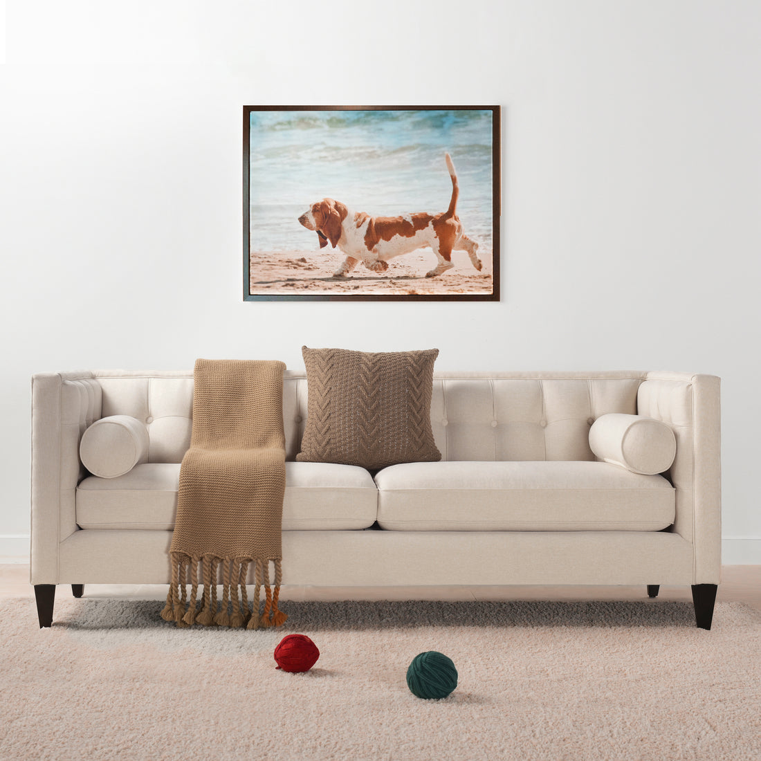 Jack 84" Modern Tuxedo Tufted Sofa, Sky Neutral Beige Polyester Beige Foam Polyester 3 Seat