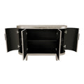 Modern Curved Sideboard 47.2 Inch Decorative Storage Cabinet Wooden Console Table Coffee Bar Cabinet With 4 Doors And Adjustable Interior Shelves For Living Room, Kitchen, Bedroom, Hallway Champagne