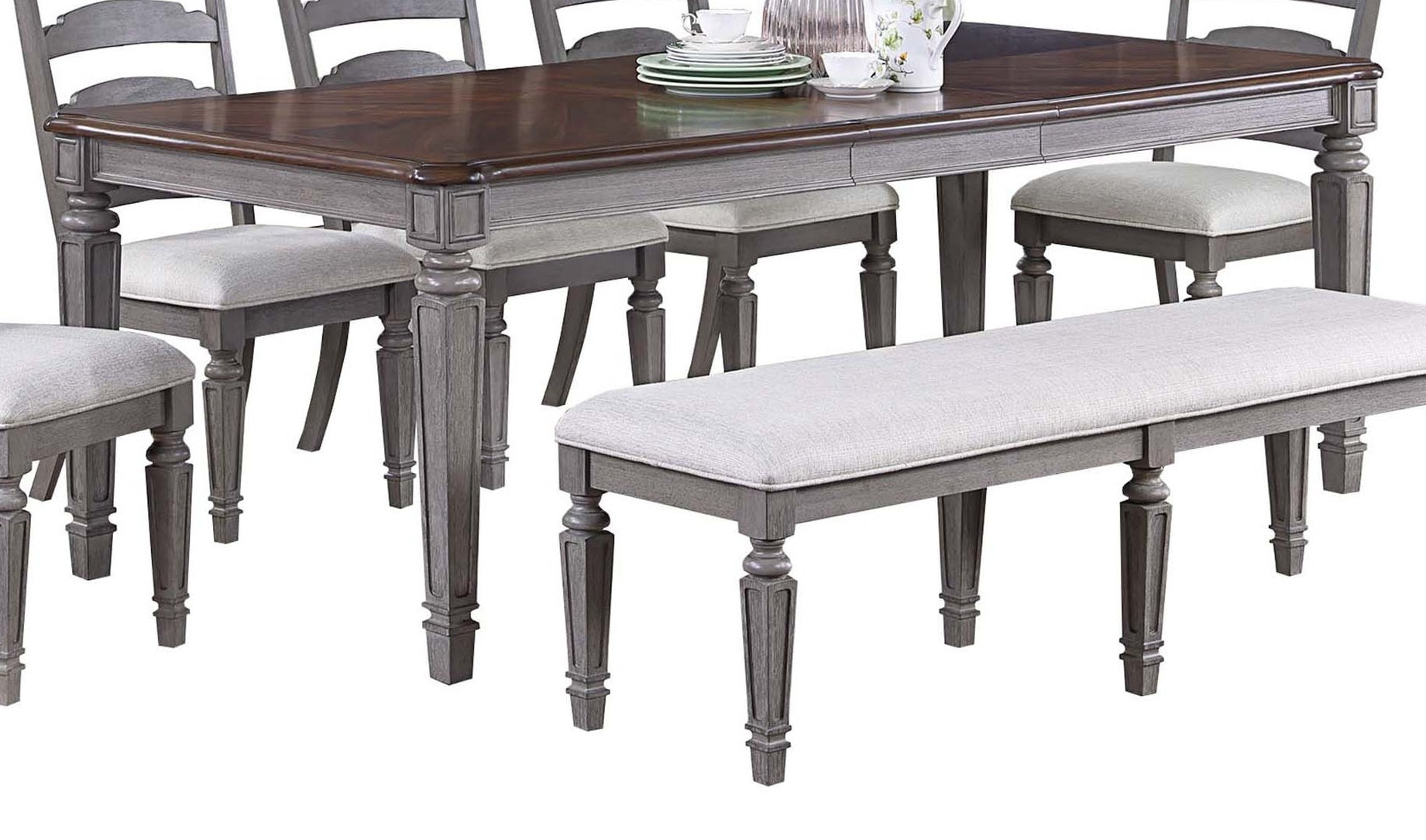 Light Grey And Cherry Contemporary Style 1Pc Dining Table Wooden Frame Dining Room Furniture Cherry,Light Grey Seats 6 Dining Room Classic,Contemporary,Modern Rubberwood Kitchen & Dining Tables