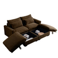 Corduroy Two Seater Sofa With 2 Storage Footrest, 2 Seater Sectional Deep Seat Sofa,Comfy Couches For Living Room ,Brown Sofa Brown Corduroy 2 Seat