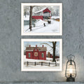 2 Piece Vignette Lovers Knot Quilt Barn, Covered Bridge White Framed Wall Art For Living Room, Bedroom Wall Art Print For Home Decor By Billy Jacobs Multi Wood Paper
