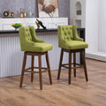 Coolmore Bar Stools Set Of 2 Counter Height Chairs With Footrest For Kitchen, Dining Room And 360 Degree Solid Wood Legs Swivel Bar Stools Set Of 2 Olive Linen Olive Foam Linen