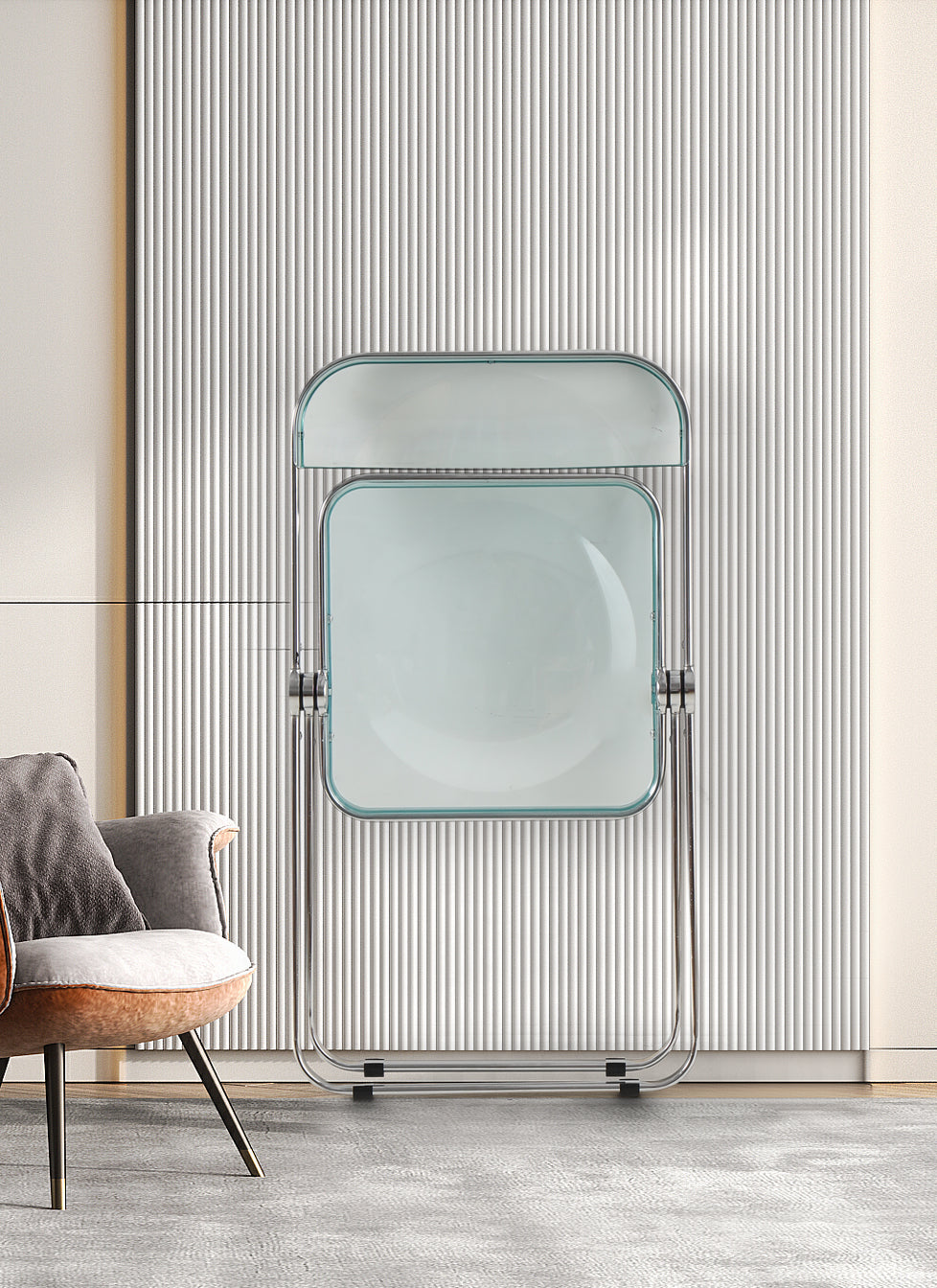 Folding Blue Green Chair Transparent Chairs Ghost Stackable Crystal Folding Chair Pc Plastic Living Room Seat Chrome Frame And Foldable Acrylic Chair Fo Blue Green Blue Green Pc