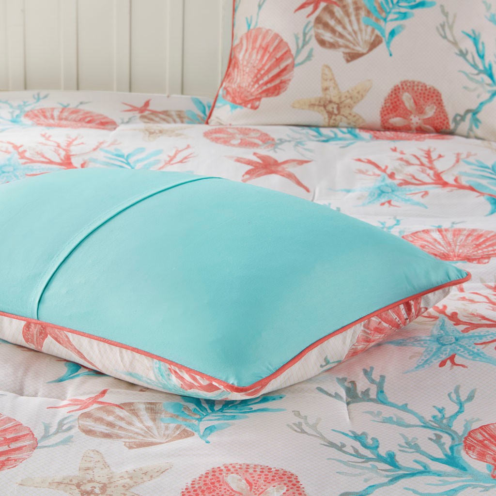 7 Piece Cotton Sateen Comforter Set Coral Cal King California King Coral Cotton