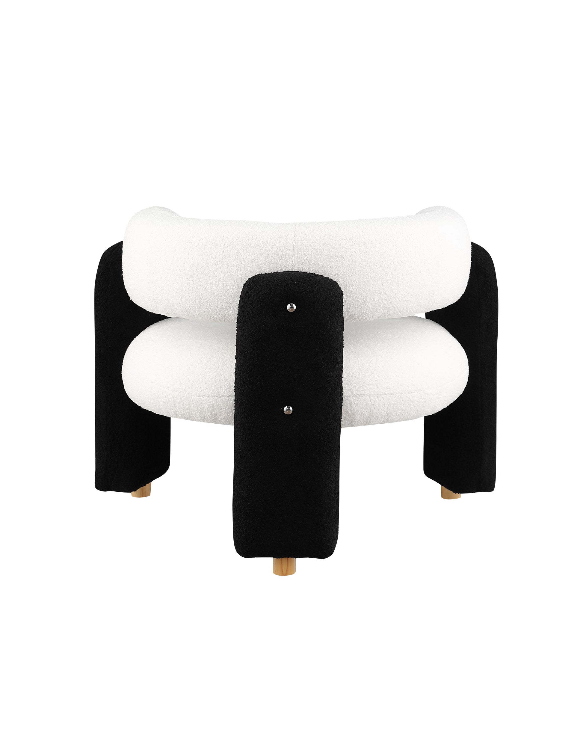 Accent Chair Black White Fabric