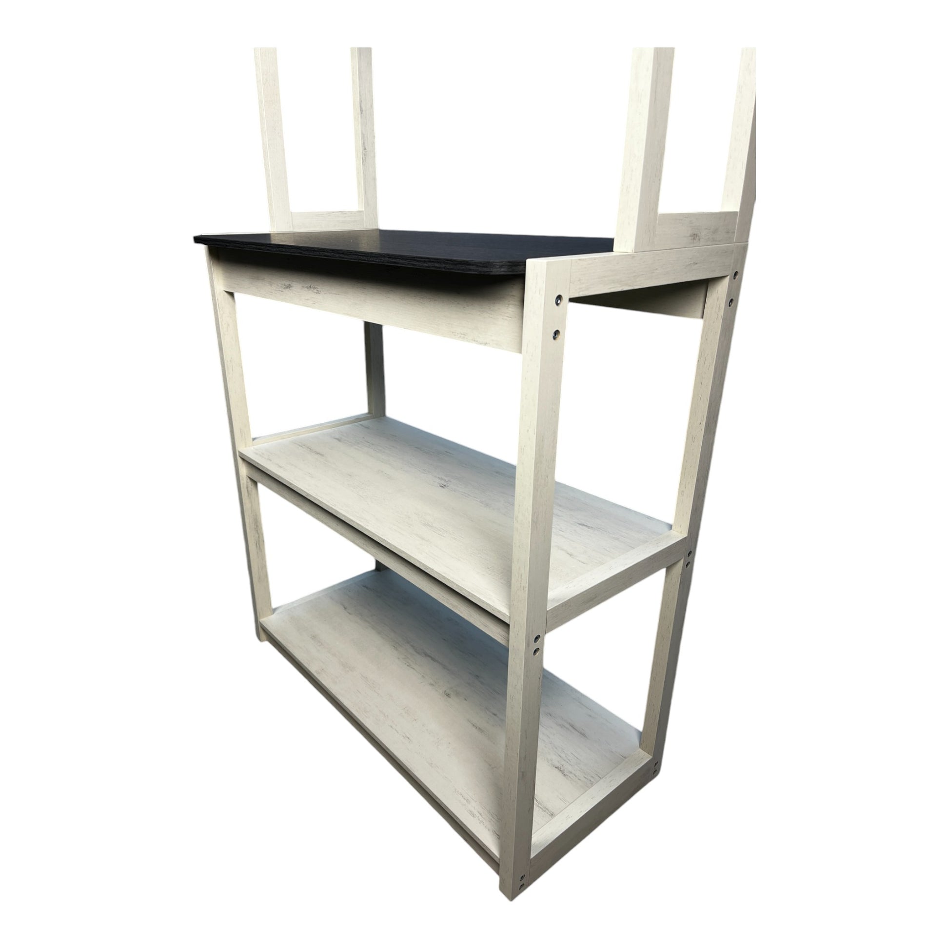 31.5" White And Black Color 5 Tier Bakers Rack For Kitchen With Storage, Coffee Bar, Kitchen Shelves, Microwave Stand White Black Particle Board