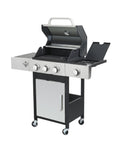 3 Burner Propane Gas Bbq Grill With Side Burner, 37230Btu Output With Enameled Cast Iron Cooking Grids For Outdoor Barbecue, Stainless Steel Black Silver Garden & Outdoor Iron,Stainless Steel