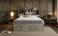 Queen Size Platform Bed With Storage Headboard And 8 Drawers, Gray Box Spring Not Required Queen Gray Wood Bedroom Bed Frame Solid Wood Mdf
