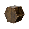 23.62'' Hexagonal Coffee Table Side Table Nightstand Antique Wood Antique Brown Mdf