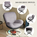 360 Swivel Accent Chair, Modern Chenille Lounge Chair With Faux Leather And Black Metal Base Frame, Comfortable Reading Chair For Small Spaces, Living Room, Bedroom, Reading Corner, Office,Light Gray Black,Light Gray Brown Primary Living Space Art