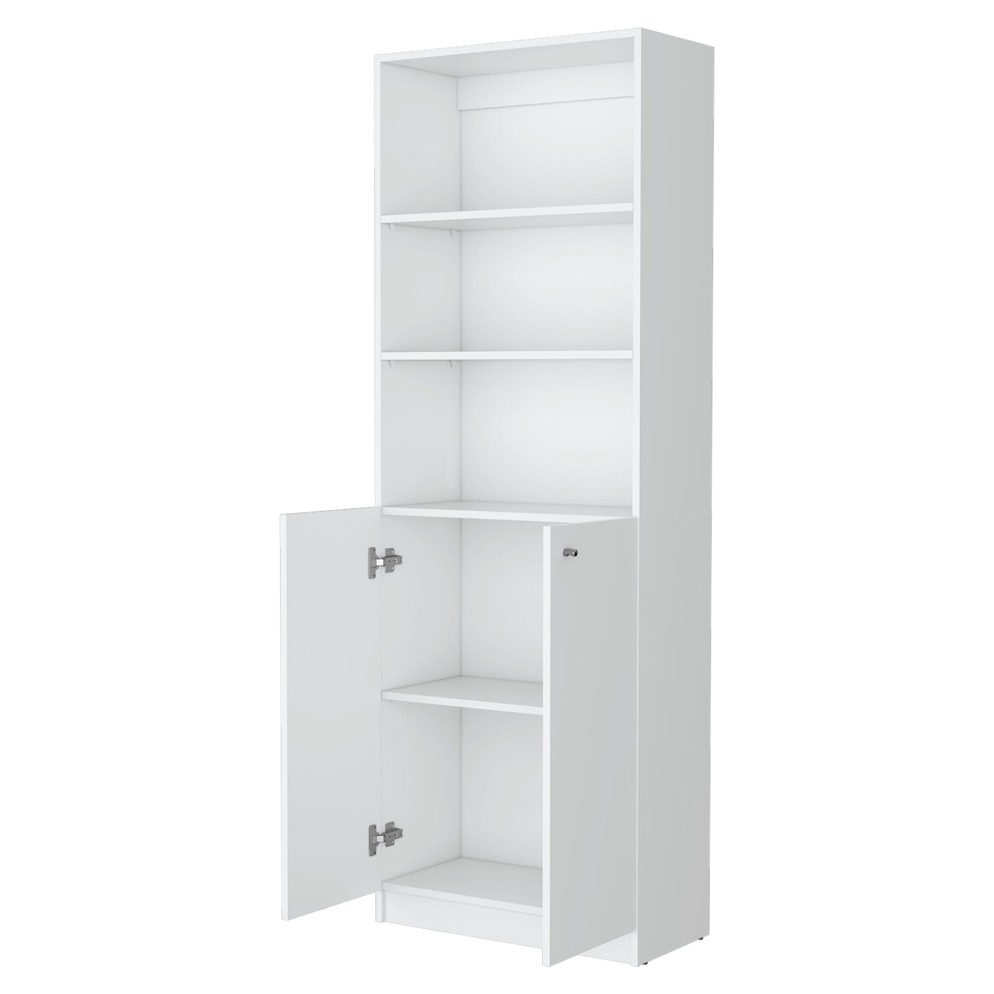 Sutton 2 Door Bookcase, Storage With Multi Level Shelves And Double Door Design White Particle Board Engineered Wood
