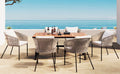 7 Pieces Patio Dining Set, All Weather Outdoor Furniture Set With Dining Table And Chairs, Acacia Wood Tabletop, Metal Frame, For For Garden, Backyard, Balcony, Beige Yes Beige Seats 6 Garden &