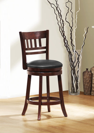 360 Degree Swivel Counter Height Chair Dark Cherry Finish Solid Wood Comfortable Footrest 1Pc Dining Furniture Cherry Dining Room Solid Wood