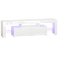 Homcom High Gloss Tv Stand Cabinet With Remote Controlled Led Lights, Media Tv Console Table With Storage Compartment For Tvs Up To 65