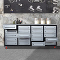 7Ft Garage Storage Cabinets With Workbench 20 Drawers Silver Silver Steel