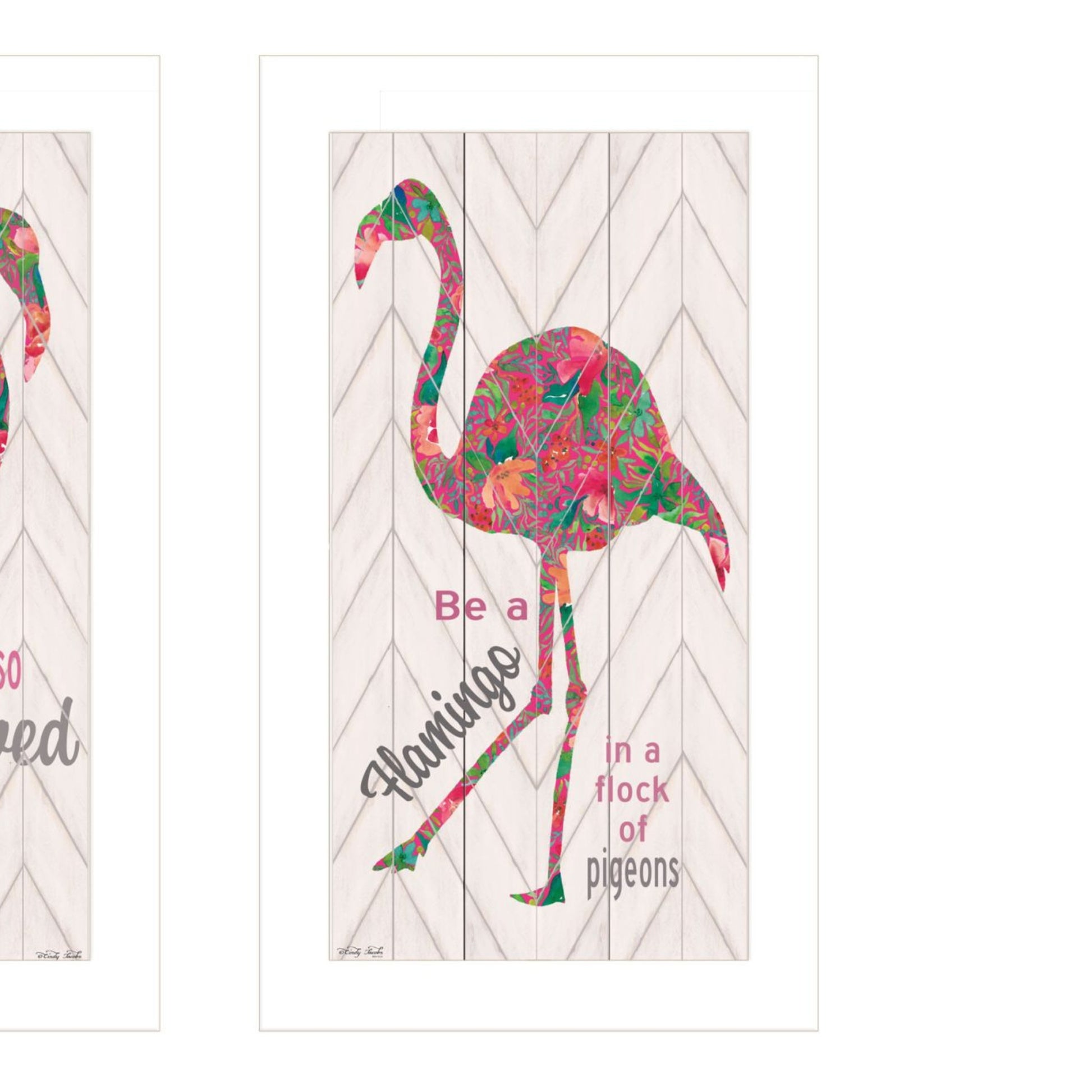 "Flamingo'S A Matrix Colors " Framed Wall Art For Living Room, Wall Art Print For Home Decor, Bedroom Wall Art By Cindy Jacobs Multicolor Wood Paper