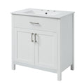 30 Inch Bathroom Vanity With Ceramic Sink And Large Storage The Perfect Choice For Small Bathrooms White Bathroom Solid Wood Mdf