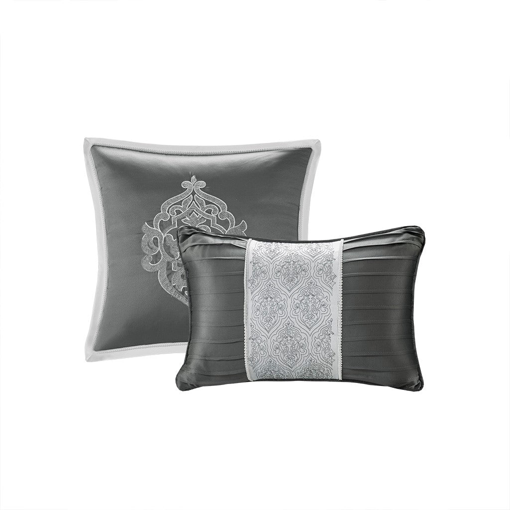 8 Piece Jacquard Comforter Set Silver Silver Cal King California King Silver Silver Polyester