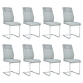 Modern Dining Chairs With Faux Leather Padded Seat Dining Living Room Chairs Upholstered Chair With Metal Legs Design For Living, Bedroom, Dining Room Side Chairs Set Of 8 Light Gray Pu C 001 Light