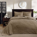 Reversible Bedspread Set Mocha Queen Mocha Cotton