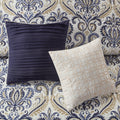 6 Piece Reversible Quilt Set With Throw Pillows Navy Tan Full Queen Full Navy Cotton