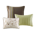 Embroidered 7 Piece Comforter Set Green Queen Queen Green Polyester