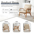Coolmore Modern Accent Chair, Solid Wood Padding Lounge Armchairs With One Pillow For Living Room, Bedroom, Guest Room Khaki Pu Khaki Brown Primary Living Space Modern Rubberwood Foam Pu Leather