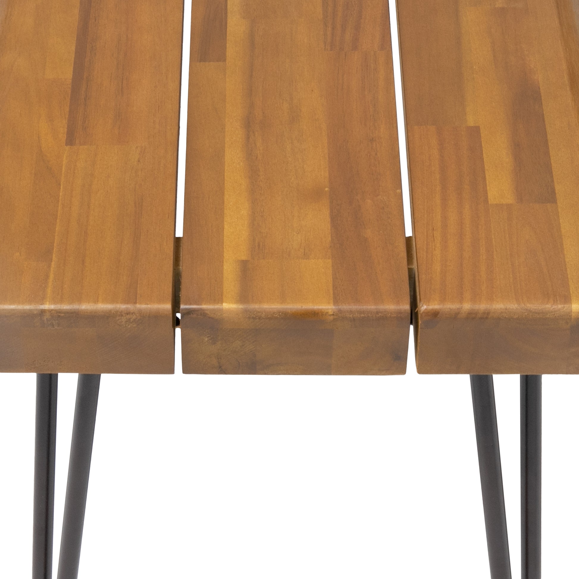 Zion Industrial Wood And Metal Rectangular Bench Teak Wood
